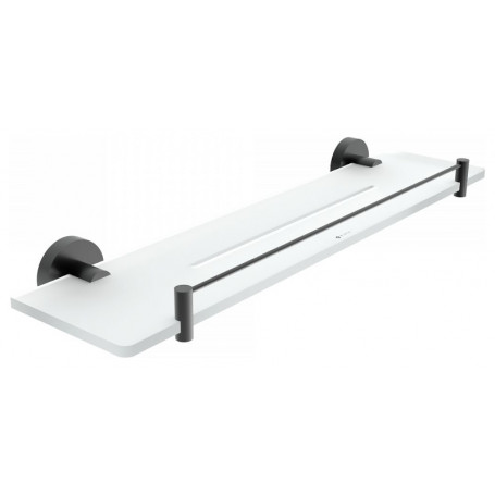 Skleněná police s držáky a ohradou NIMCO UNIX BLACK IXI 500 mm