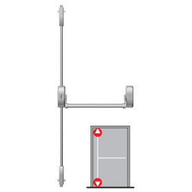 Panikové kování pro jednokřídlé dveře s 2-bodovým vertikálním zajištěním DORMAKABA PHA 2000
