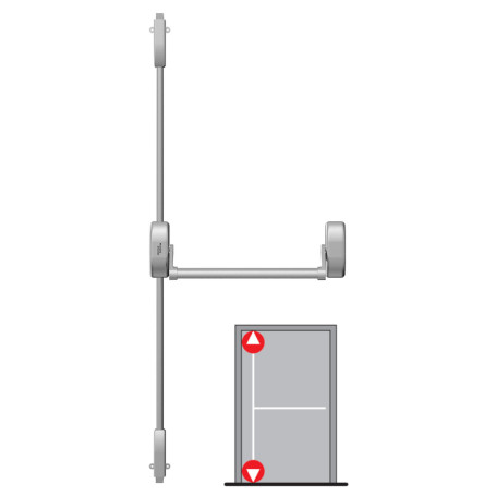 Panikové kování pro jednokřídlé dveře s 2-bodovým vertikálním zajištěním DORMAKABA PHA 2000