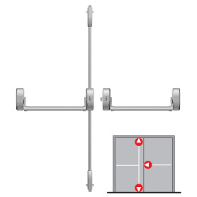 Panikové kování pro dvoukřídlé dveře s 3-bodovým zajištěním DORMAKABA PHA 2000