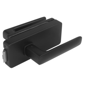 Zámok na sklenené dvere UNIQUE R8 + kľučka STELLA - Čierna matná