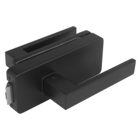 Zámok na sklenené dvere UNIQUE R8 + kľučka PINA - Čierna matná