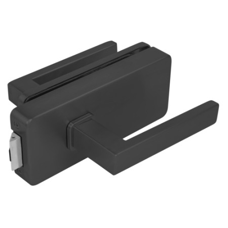 Zámek na skleněné dveře UNIQUE R8 + klika QUADRA - Černá matná