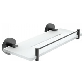 Skleněná police s držáky a ohradou NIMCO UNIX BLACK IXI 300 mm