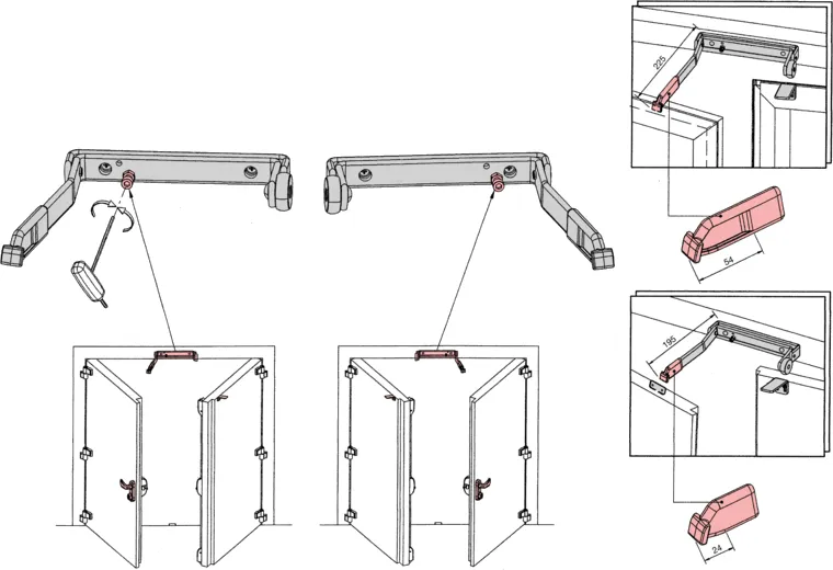Koordinátor zavírání dvoukřídlých dveří