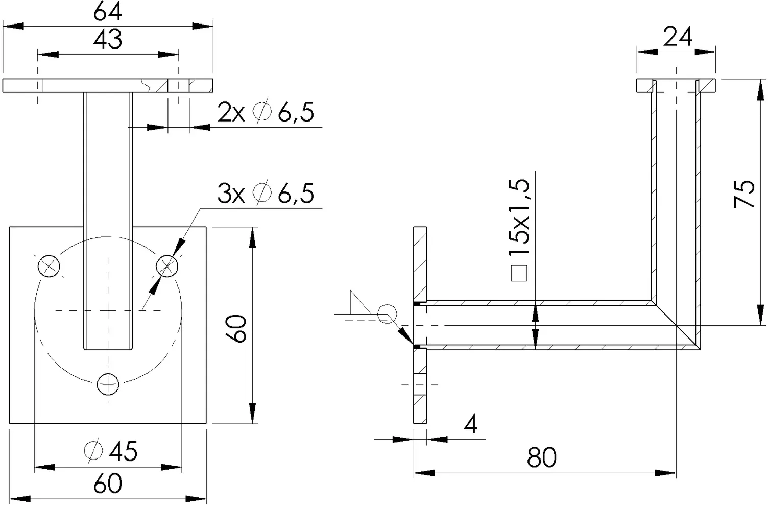Držák madla na zeď A/4111-000-LED
