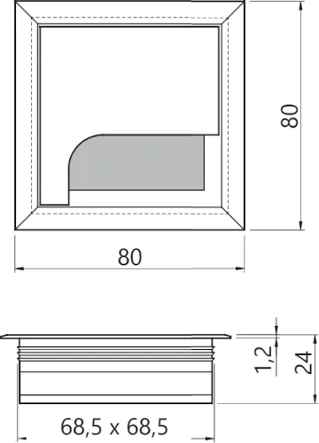 Přechodka na kabel do nábytku 80 x 80 mm